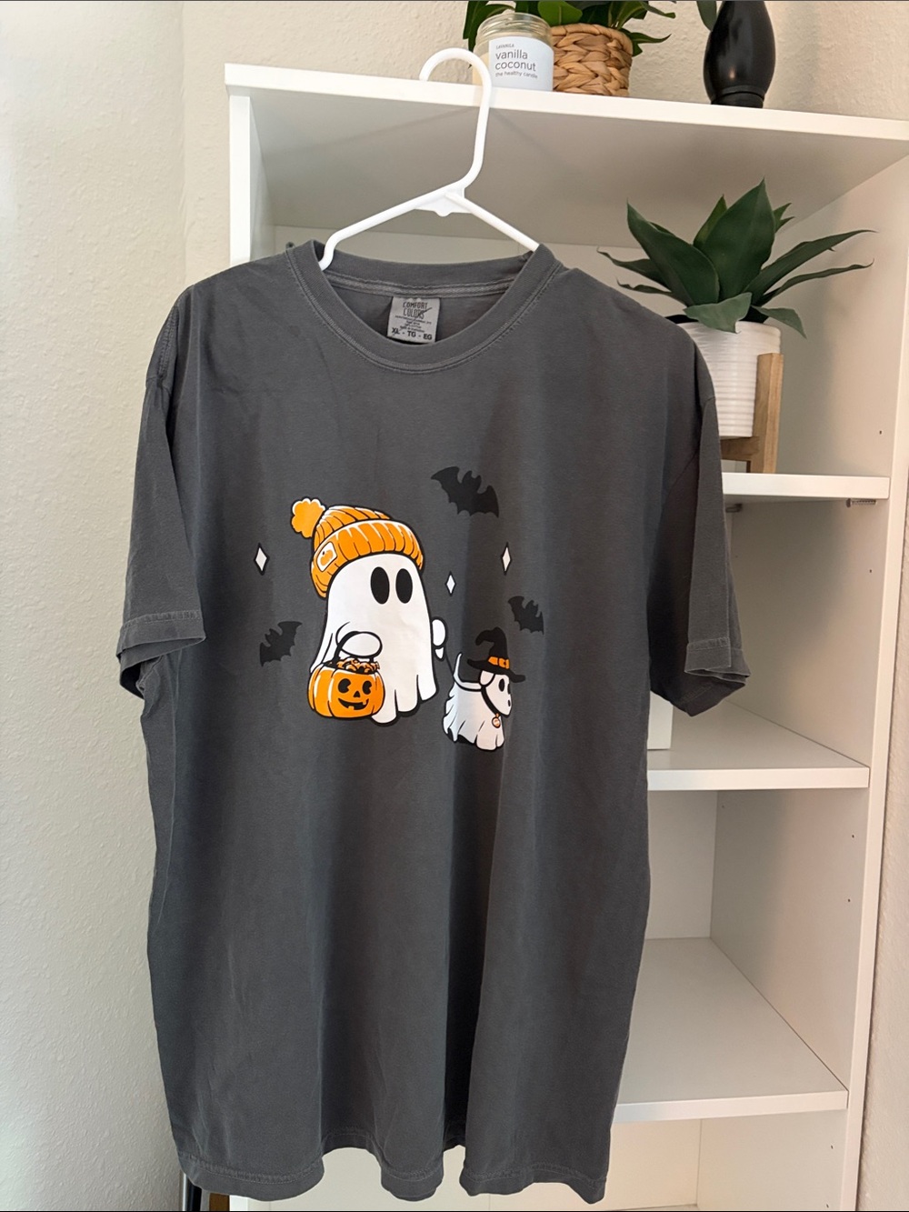 Charcoal Ghost Tee with Orange Accents -Size XL